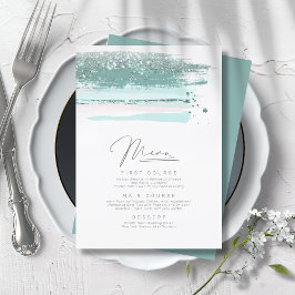 Abstrakt Paint Strokes Bröllop Menu Teal ID886