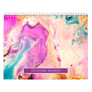 Abstrakt Paint Swirl inspirationcitattecken Monogr Kalender