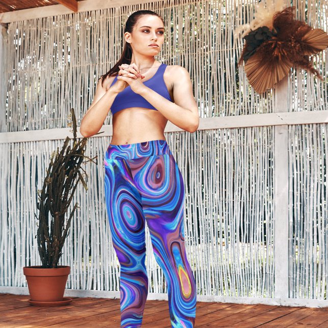 Abstrakt Paint Swirls Lila Rosa Blue Orange Leggings (Skapare uppladdad)