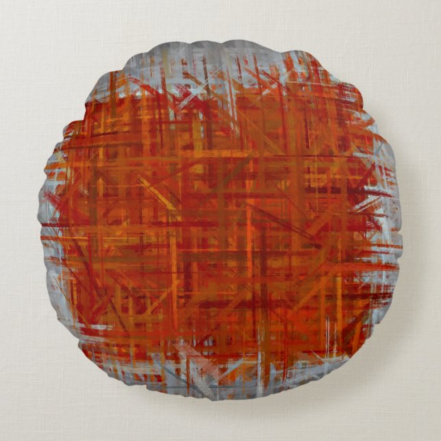 Abstrakt Painting Art #73 Rund Kudde (Framsidan)
