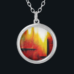 Abstrakt Painting by Hizli Silverpläterat Halsband<br><div class="desc">Abstrakt Painting in red,  gult and black by Serdar Hizli</div>