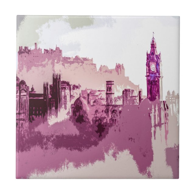 Abstrakt Painting Edinburgh Capital of Scotland Kakelplatta (Framsidan)