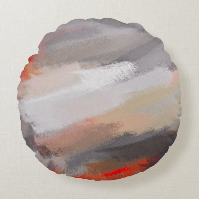Abstrakt Painting Färg #26 Rund Kudde (Framsidan)