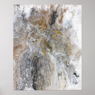 Abstrakt Painting Grått Black Guld White Artwork Poster