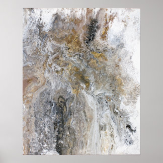 Abstrakt Painting Grått Black Guld White Artwork Poster