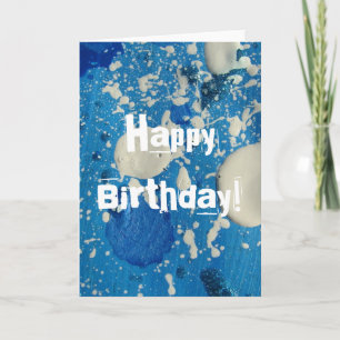 Abstrakt Painting in Blue & White, Grattis på föde Kort