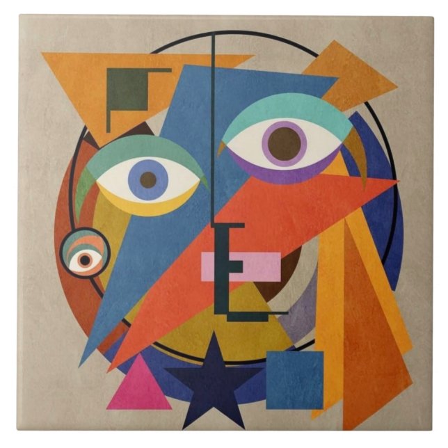 Abstrakt Painting - Kandinsky Berömd Art Kakelplatta (Framsidan)