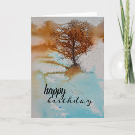 Abstrakt Painting Ligcape Träd Art Birthday Kort