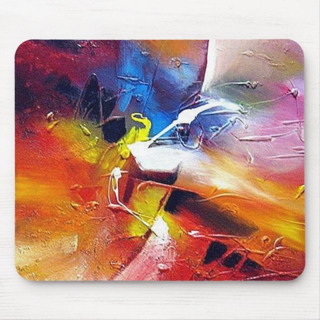 Abstrakt Painting Modern Expressionist Red Gult Musmatta (Framsidan)