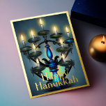 Abstrakt Painting of Menorah Guld Blue<br><div class="desc">Helgdag temaobjekt designade av Umua. Tryckt och avsänt av Zazzle eller deras närstående företag.</div>