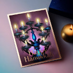 Abstrakt Painting of Menorah Guld Lila Helgkort<br><div class="desc">Helgdag temaobjekt designade av Umua. Tryckt och avsänt av Zazzle eller deras närstående företag.</div>