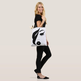Abstrakt Painting Women's Ansikte Black & White Tygkasse