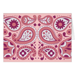 Abstrakt Paisley Mönster Pinks White Tear Drots OBS Kort