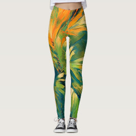 Abstrakt Palmexplosion – Tropisk Energi i Rörelse Leggings