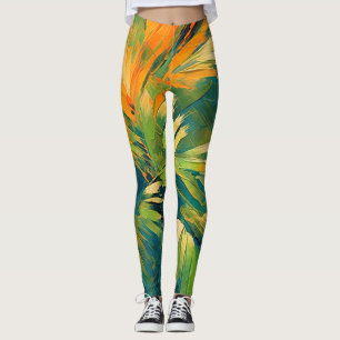 Abstrakt Palmexplosion – Tropisk Energi i Rörelse Leggings