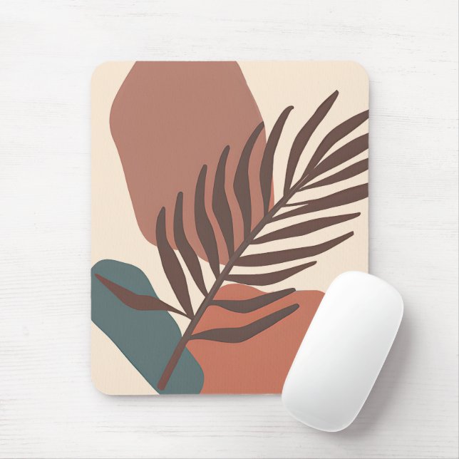 Abstrakt palmlöv minimalistisk konst musmatta (Med mus)