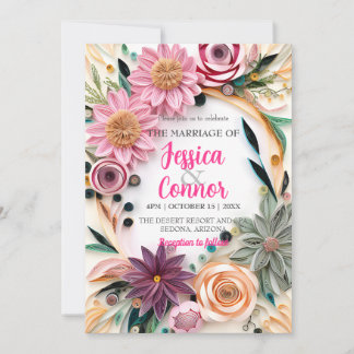 Abstrakt Papper Quilling Blommigt Bröllop Greenery Inbjudningar