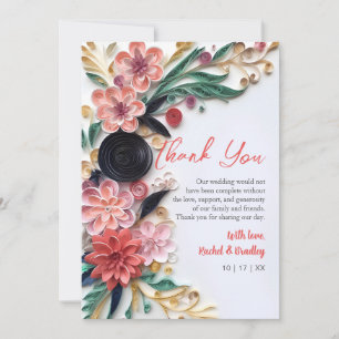Abstrakt Papper Quilling Blommigt Bröllop Greenery Tack Kort
