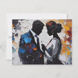 Abstrakt par i Kärlek Amidst Colorful Hearts Vykort