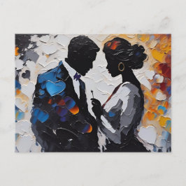 Abstrakt par i Kärlek Amidst Colorful Hearts Vykort