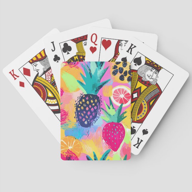 Abstrakt Paradise Tropical Fruit Fiesta Casinokort (Baksidan)