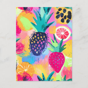 Abstrakt Paradise Tropical Fruit Fiesta Helg Vykort