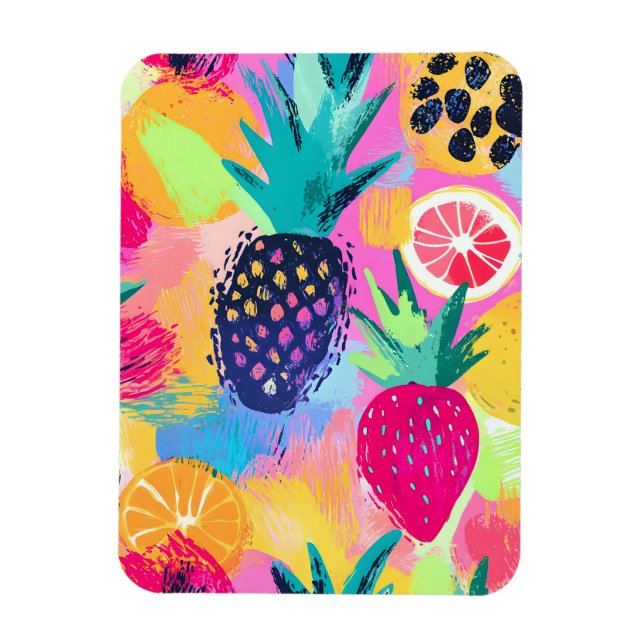 Abstrakt Paradise Tropical Fruit Fiesta Magnet (Vertikal)