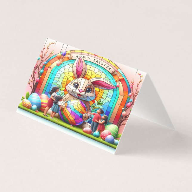 Abstrakt Påskhare Stain Glass Kort (Framsida)