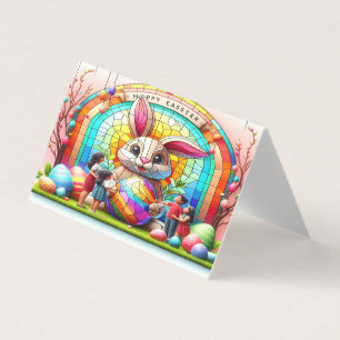 Abstrakt Påskhare Stain Glass Kort