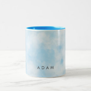 Abstrakt Pastel Blå himmel Clouds Personalize Två-Tonad Mugg