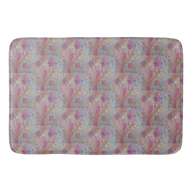 Abstrakt Pastel-Blommigt Badrumsmatta (Framsidan)