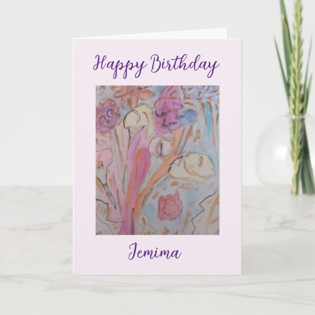 Abstrakt Pastel Blommigt Birthday Card Kort (Framsida)
