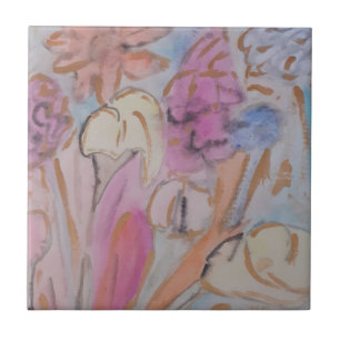 Abstrakt Pastel Blommigt Ceramic Tile Kakelplatta
