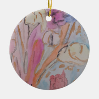 Abstrakt Pastel-Blommigt Julgransprydnad Keramik