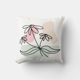 Abstrakt Pastel-Blommigt Kudde
