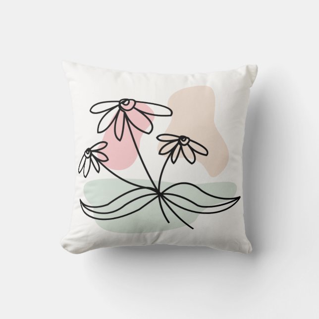 Abstrakt Pastel-Blommigt Kudde (Framsida)