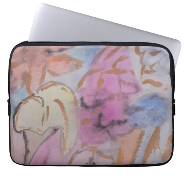 Abstrakt Pastel Blommigt Laptop sleeve (Framsidan)