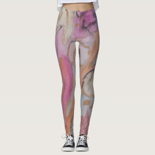 Abstrakt Pastel-Blommigt Leggings