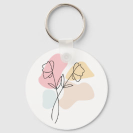 Abstrakt Pastel-Blommigt Nyckelring