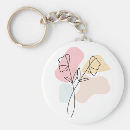 Abstrakt Pastel-Blommigt Nyckelring