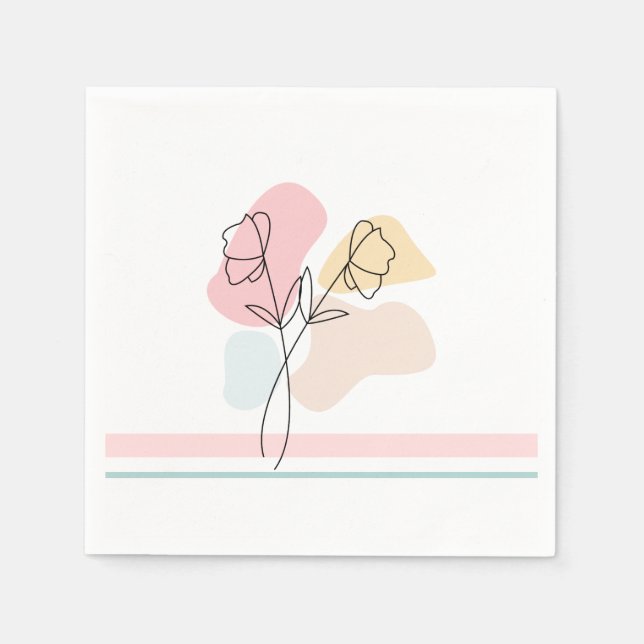 Abstrakt Pastel-Blommigt Pappersservett (Framsidan)
