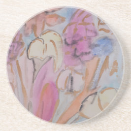 Abstrakt Pastel Blommigt Sandstone Underlägg