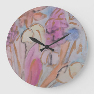 Abstrakt Pastel-Blommigt Stor Klocka