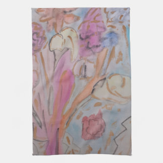 Abstrakt Pastel Blommigt Tea Towel Kökshandduk