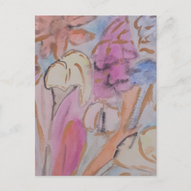 Abstrakt Pastel-Blommigt Vykort (Framsida)