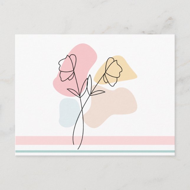 Abstrakt Pastel-Blommigt Vykort (Framsida)