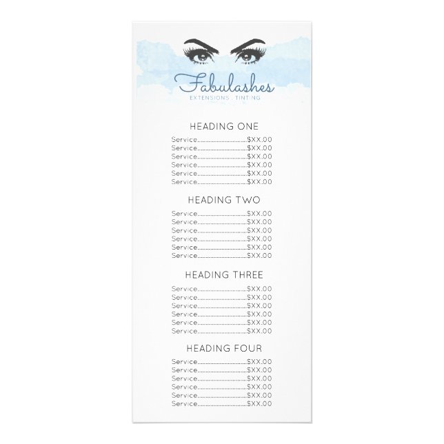 Abstrakt Pastel Blue Makeup Artist Eyelash Pris Reklamkort (Framsidan)