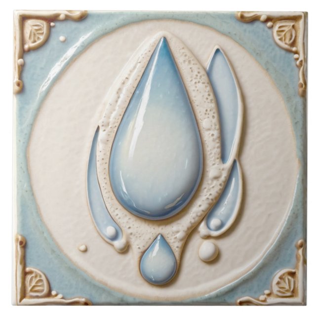 Abstrakt Pastel Blue & White WaterDrop Bathroom Kakelplatta (Framsidan)