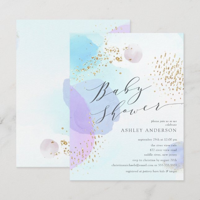 Abstrakt Pastel Circles Boy Baby Shower Inbjudningar (Fram/baksida)