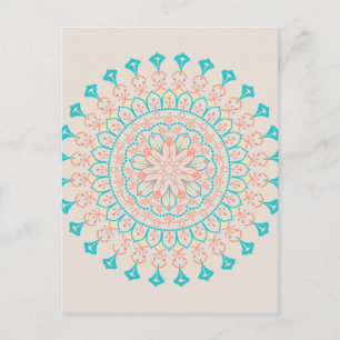 Abstrakt Pastel Färg Mandala Vykort